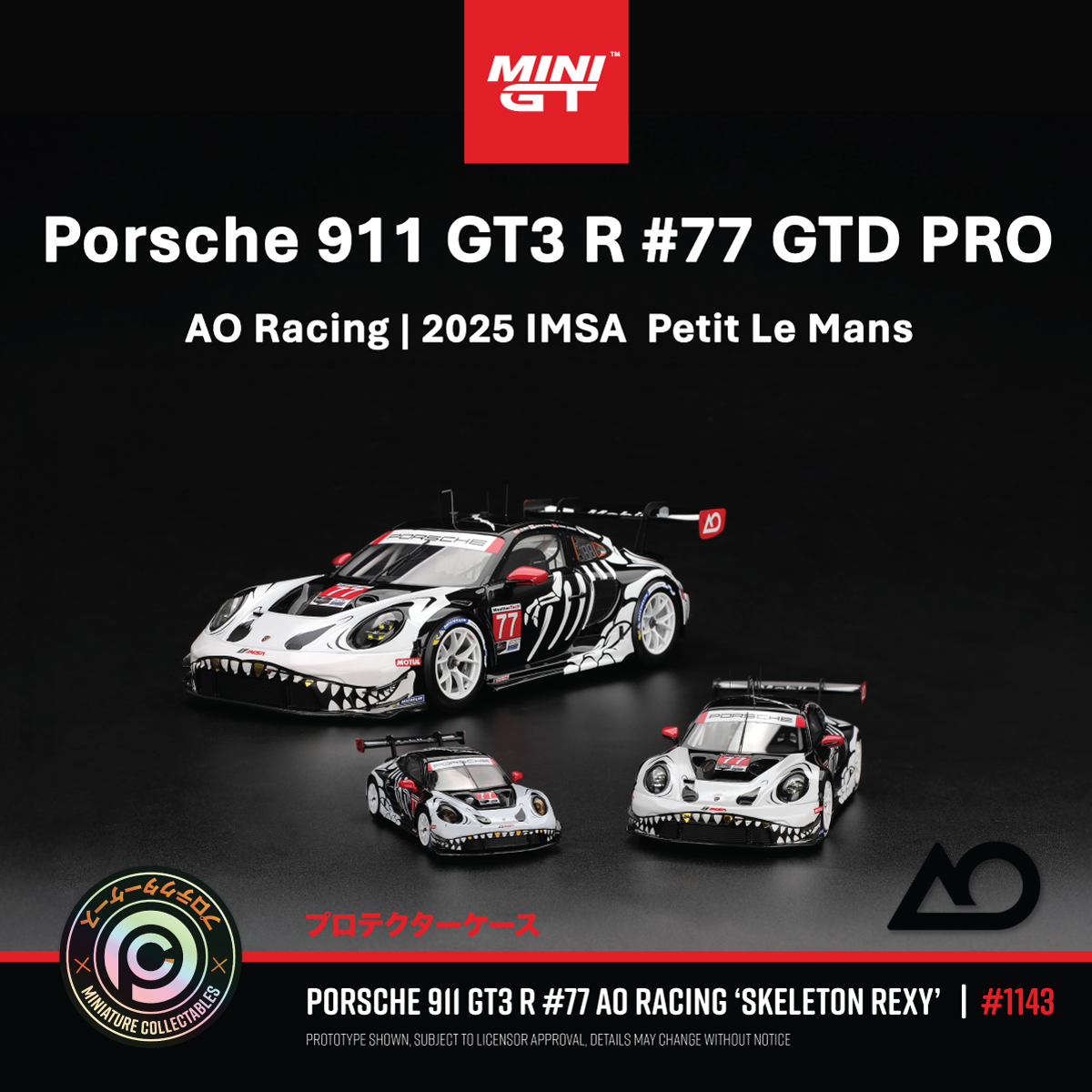 Porsche 911 GT3 "Rawr" #77 AO Racing 2025 IMSA Petit Le Mans #MGT01143-L